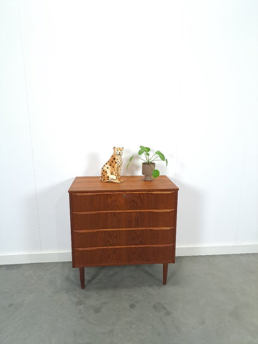 Commode danoise en teck à 4 tiroirs