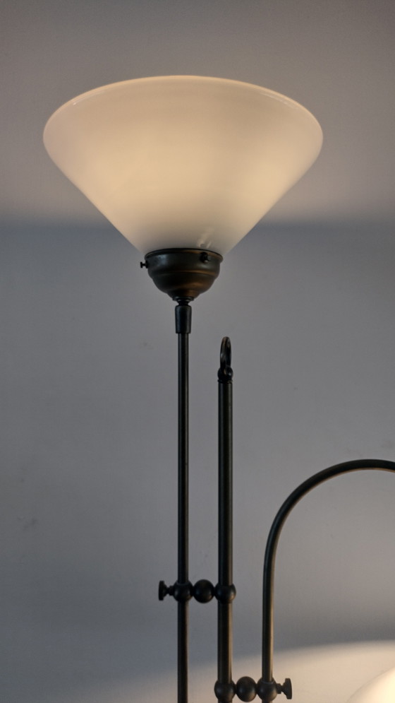 Image 1 of Vintage Brass Floor Lamp With Milk Glass