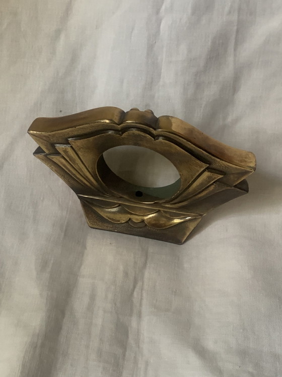 Art Deco klokbehuizing van gepatineerd metaal – decoratieve vintage klok, brons of messing (photo 8 of 11)