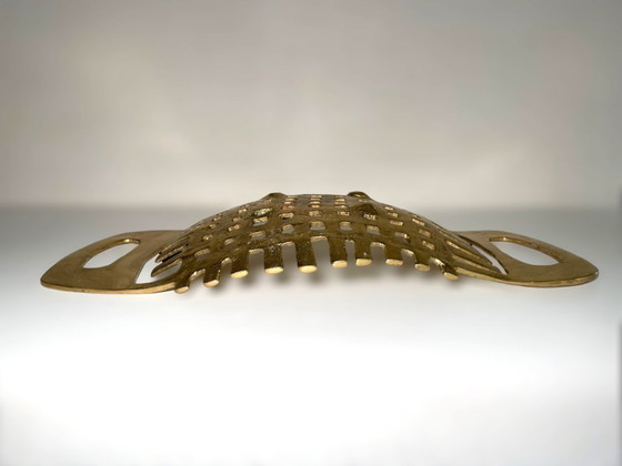David Marshall Brutalist Brass Fruit Basket - Vintage Spanish Design Cast Brass Bowl - Modernist Woven Brass (photo 9 of 10)