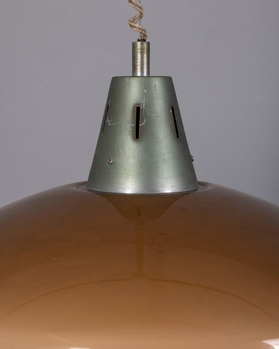 Image 1 of Vintage jaren 70 duifgrijze plexiglas kroonluchter, Italiaans design