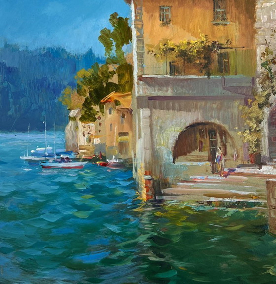 Image 1 of Original Oil Painting Summer City Landscape Coastal comfort
