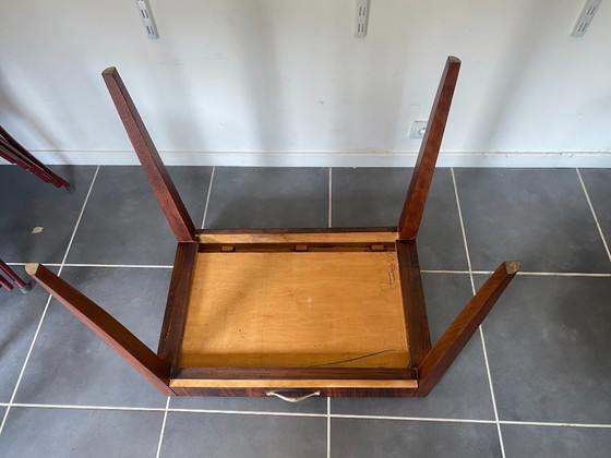 Image 1 of Vintage 1950s rosewood veneer side table/desk with one drawer