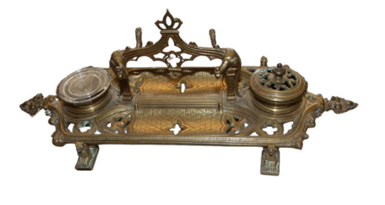 Image 1 of Calamaio doppio antico “Napoleone III” in bronzo – fine XIX secolo