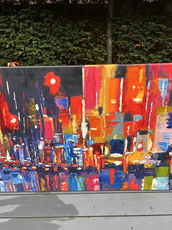 Image 1 of Modern abstract Skyline painting