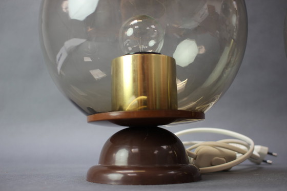 Image 1 of Ensemble de 2 lampes de table en plastique, Tchécoslovaquie, années 1970