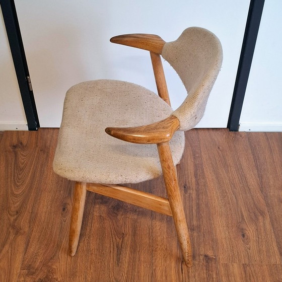 Image 1 of Sedia in corno di mucca con seduta e schienale in tessuto