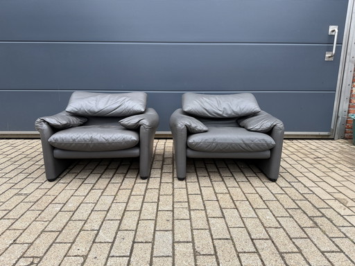 2x Cassina Maralunga 1z original Anthracite gray Top condition!