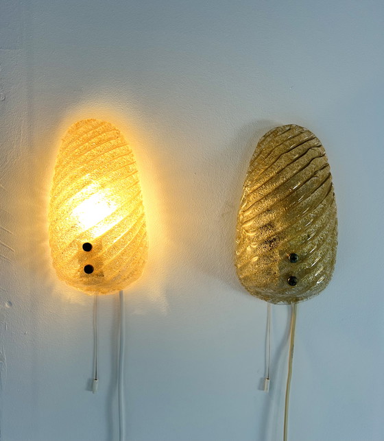 Image 1 of 2X Murano Glazen Wandlamp ‘50