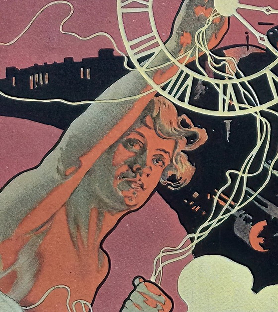 Image 1 of Adolfo Hohenstein - Cromo-Litografía Art Nouveau Orario Cooperativo