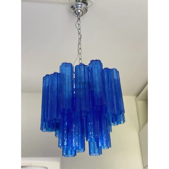 Image 1 of Lámpara de araña Tronchi moderna de cristal de Murano azul – Sputnik Design