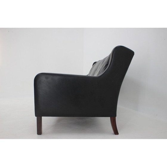 Image 1 of Vintage black leather 3-seater sofa, Denmark 1970