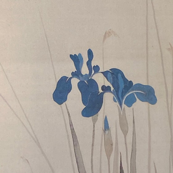 Image 1 of Tableau ancien Iris lithographie fleur 