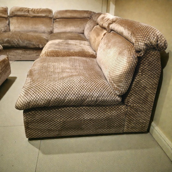 Image 1 of Canapé modulable en velours des années 70, modèle XL, style vintage milieu du siècle