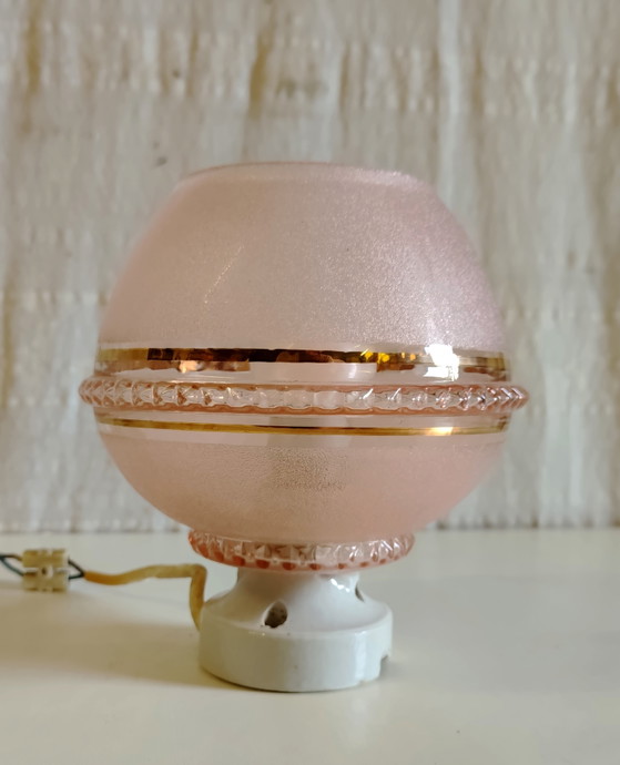 Lampadario Art Déco in porcellana e vetro rosa - Metà del XX secolo – Plafoniere, Glass (photo 4 of 8)