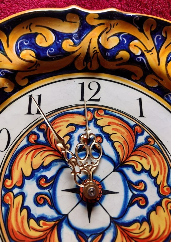 Image 1 of Siciliaanse keramische kunstklok uit 1978, met de hand beschilderd. Junghans-uurwerk.