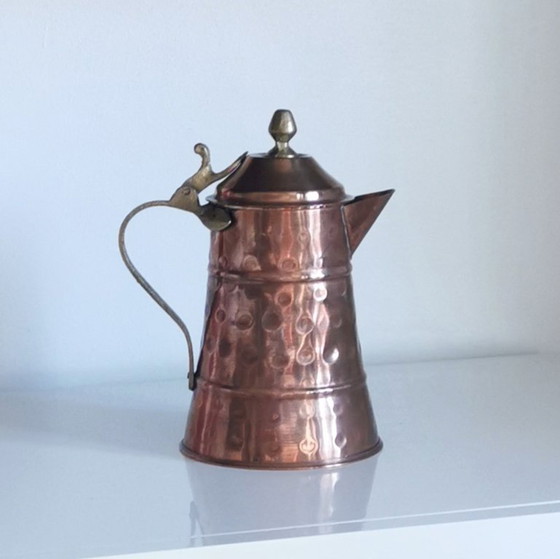 Image 1 of CAFFETTIERA ANTICA ARTIGIANALE IN RAME E OTTONE