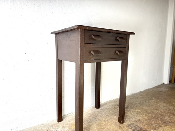 Image 1 of 1930s Vintage Oak Console Table Side Table Console Table