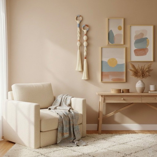 Decorazione da parete con nappa boho fatta a mano – 120 cm