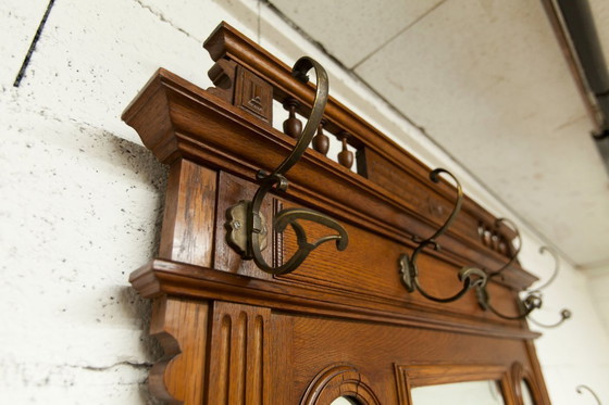 Image 1 of Vestiaire Napoléon III en noyer fin 19e, 3 miroirs, marbre