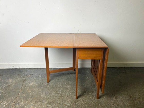 Image 1 of Schreiber Mid-Century Modern vintage teak drop-leaf dining table, 1960s