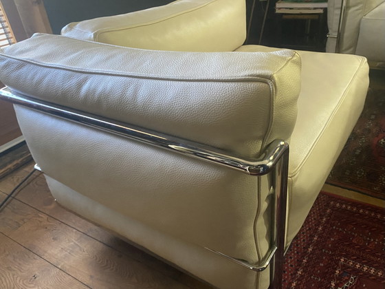 Image 1 of Coppia di chaise longue modello LC3 in pelle color gesso - vintage italiane - ottime condizioni
