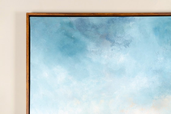 Large Original Framed Blue Abstract Landscape Painting, Textured Acrylic Canvas - The Crossing (photo 3 of 25)