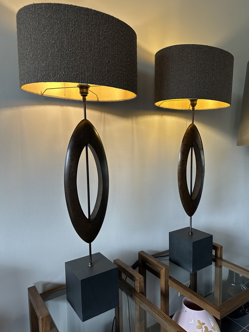 Porta Romana Sculpted Manhattan Set di lampade da tavolo grandi 2 pezzi