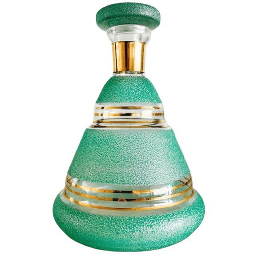 Vintage Mid-Century Liqueur Decanter Carafe Turquoise Sugared Booms Glass 1950s – glazen karaffen