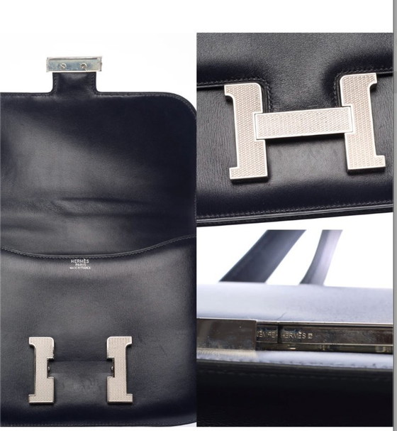 Image 1 of Sac HERMES Constance en Cuir Bleu Marine - 103443