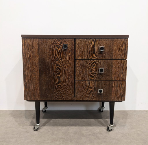 Vintage Wenge Chest of Drawers on Castors