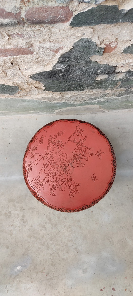 Image 1 of Chinese red cinnabar stool