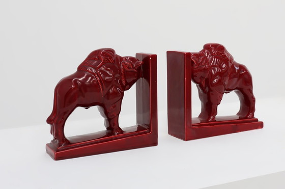 Image 1 of Bélgica / 1920 / juego sujetalibros / F.J 539 / cerámica / Art Déco