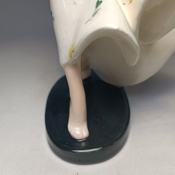 Goldscheider - Claire Weiss - Skulptur, Art Deco Dame im langen Kleid - 28,5 cm - Porzellan (photo 33 of 35)