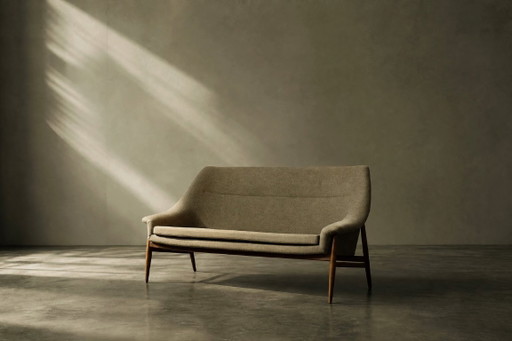 Zweisitzer-Sofa „Grace“ im skandinavischen Mid-Century-Stil mit braunem Stoffbezug von IKEA, Baujahr 1961 – 2 zitsbanken