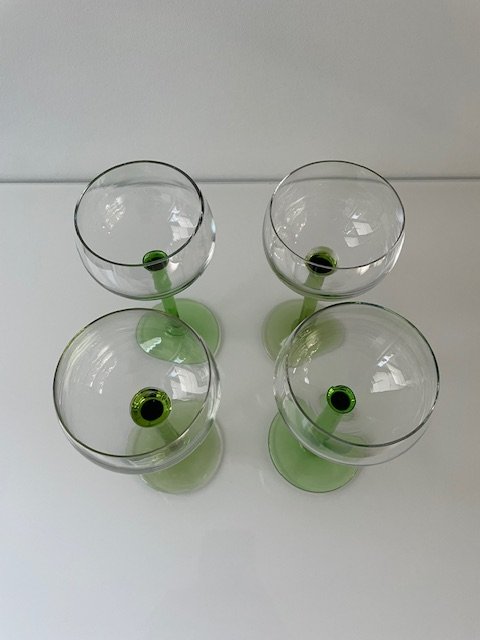 Image 1 of Vintage Alsace Wine Glasses - Green Foot