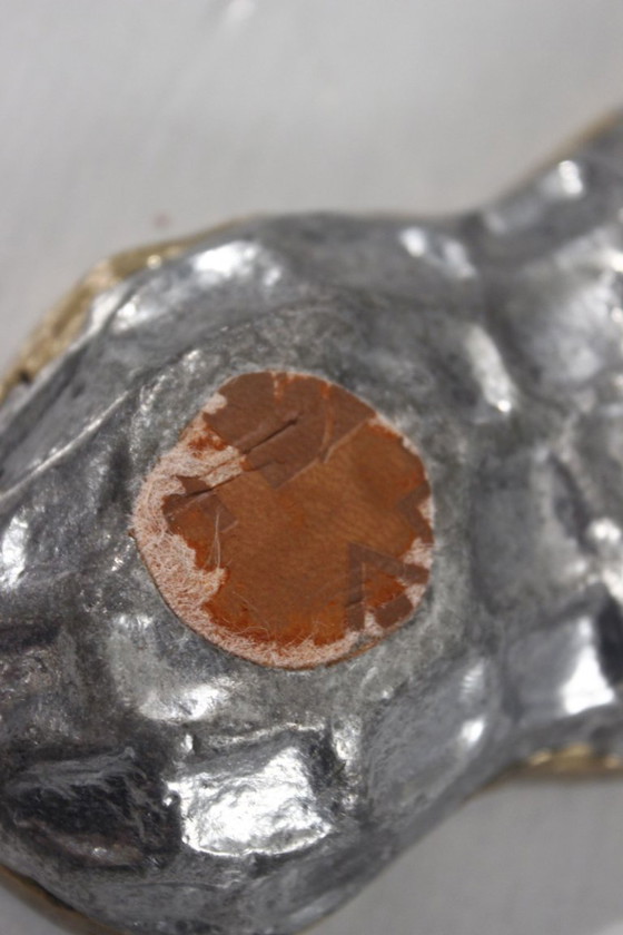 Image 1 of David Marshall Art3 - Brutalist aluminum & brass trinket tray, Peanut color, 1980s