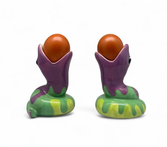 Image 1 of Hueveras de serpiente de IKEA (1999) – Cerámica pintada a mano, diseño Memphis/posmoderno de los años 90