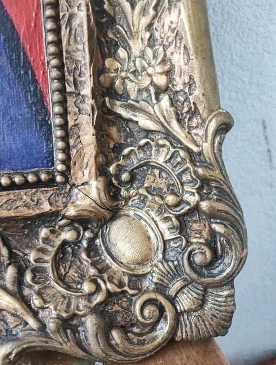 Image 1 of Vintage Cubist Portrait of a Woman in a Hat, Oil on Canvas, Picasso Style