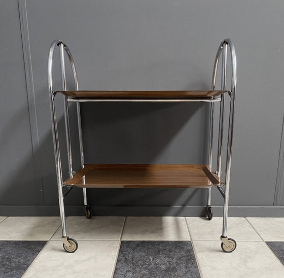 Foldable Serving Trolley by Bremshey & Co 1970s – Bar carts, Metal, lamine (photo 3 of 11)