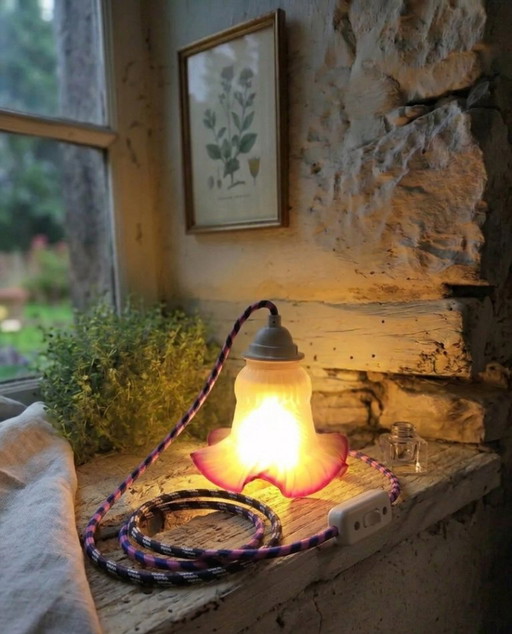 Lampe Tulipe Rose & Violette – Luminaire de Caractère