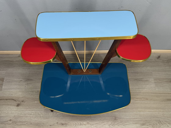 Image 1 of Vintage Formica Mid-Century Plantentafel met Space Age vibes
