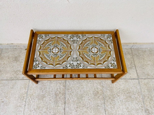 Scandinavian coffee table in teak and ceramic, 1960