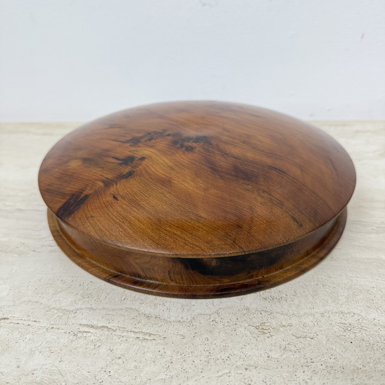 Image 1 of Boîte à bijoux ancienne en bois de ronce avec couvercle