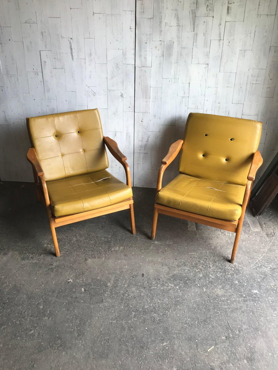 Set of Mid-Century Wooden Lounge Chairs, 1960s – Armchairs, Mid Century Modern (photo 6 of 13)
