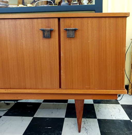 Compass Feet and Leather Sideboard by Malora 1955