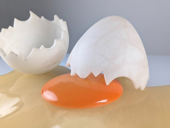 Marco Ricciardi Broken Egg Alabaster Table Lamp Sculpture, Italy, 1980s – Metal, Plastic (photo 19 of 21)