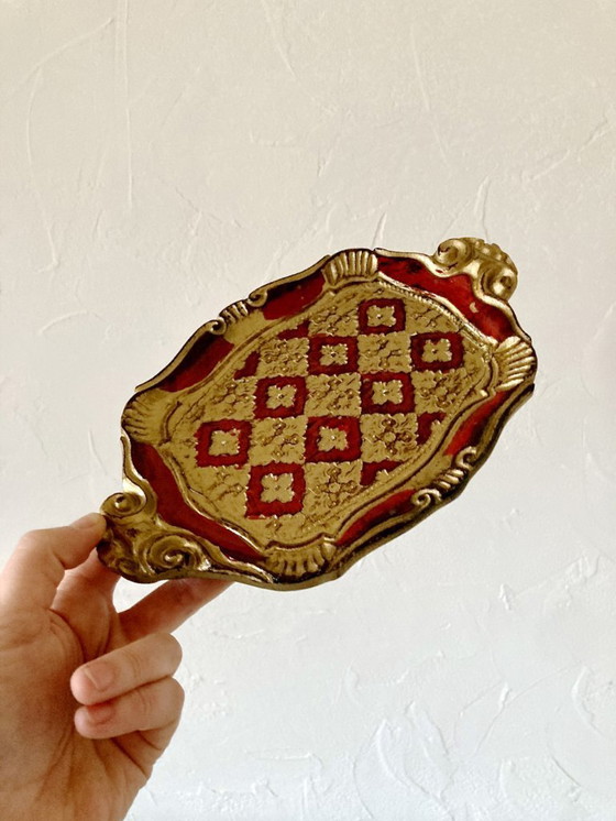 Image 1 of Pair of small Florentine trays in painted wood