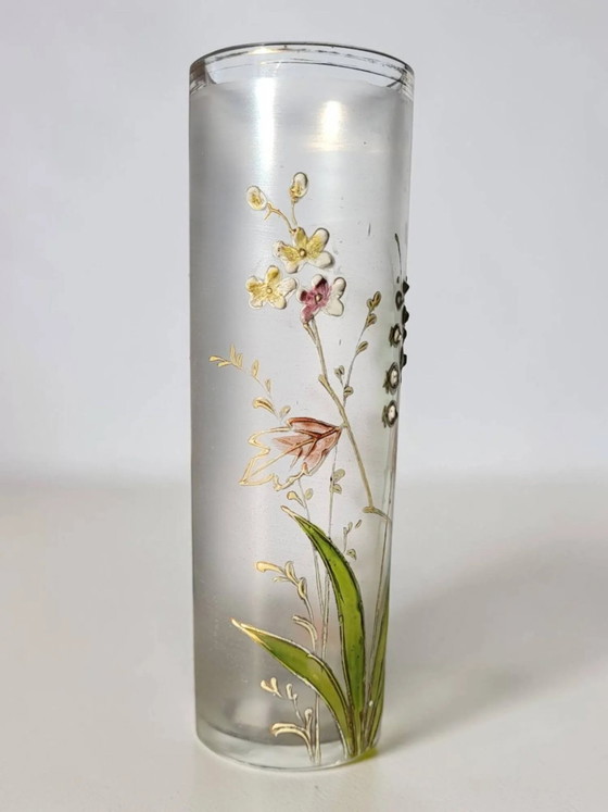 Art Nouveau enamelled glass cylinder vase – Crystal (photo 6 of 8)