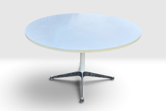 Tavolo da pranzo vintage originale Herman Miller Fehlbaum 120 Ø – Tavoli da pranzo, Cromo, Legno (photo 2 of 6)